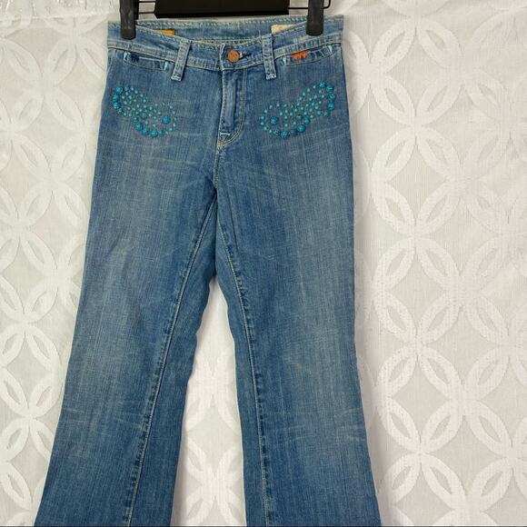 Vigoss Studio Carolina Big Girls Embellished Beaded Boho Wide Leg Jeans Size 12 - Picture 3 of 9